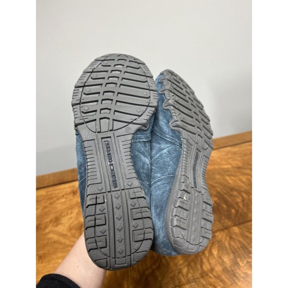 Skechers Relaxed Fit Memory Foam Women’s 8 Navy Suede Booties Side Zipper Shoes - Picture 7 of 7